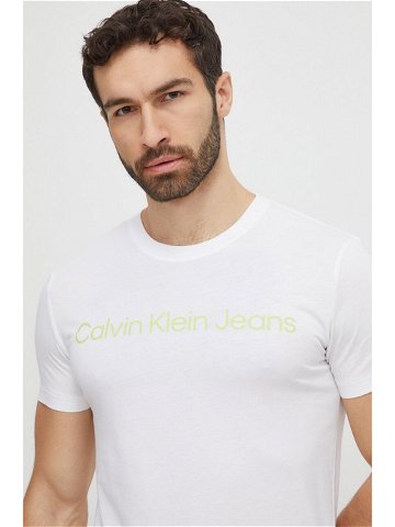 Bavlněné tričko Calvin Klein Jeans bílá barva s potiskem J30J322344
