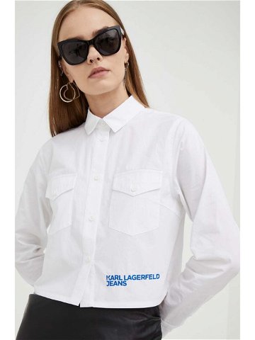 Košile Karl Lagerfeld Jeans bílá barva regular s klasickým límcem