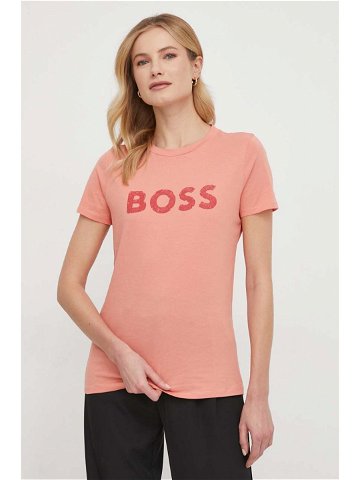 Bavlněné tričko Boss Orange červená barva 50501139