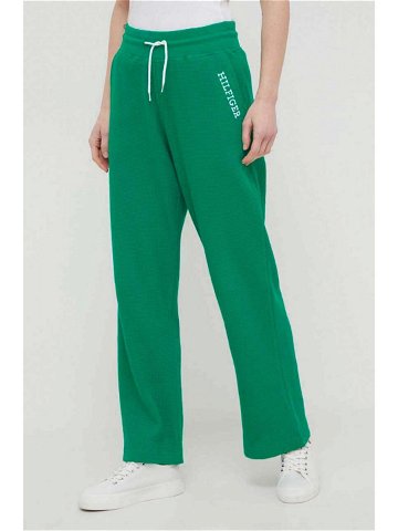 Kalhoty Tommy Hilfiger zelená barva s aplikací UW0UW04946