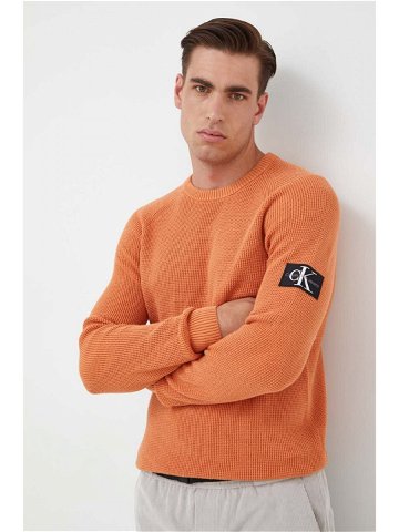 Bavlněný svetr Calvin Klein Jeans oranžová barva lehký