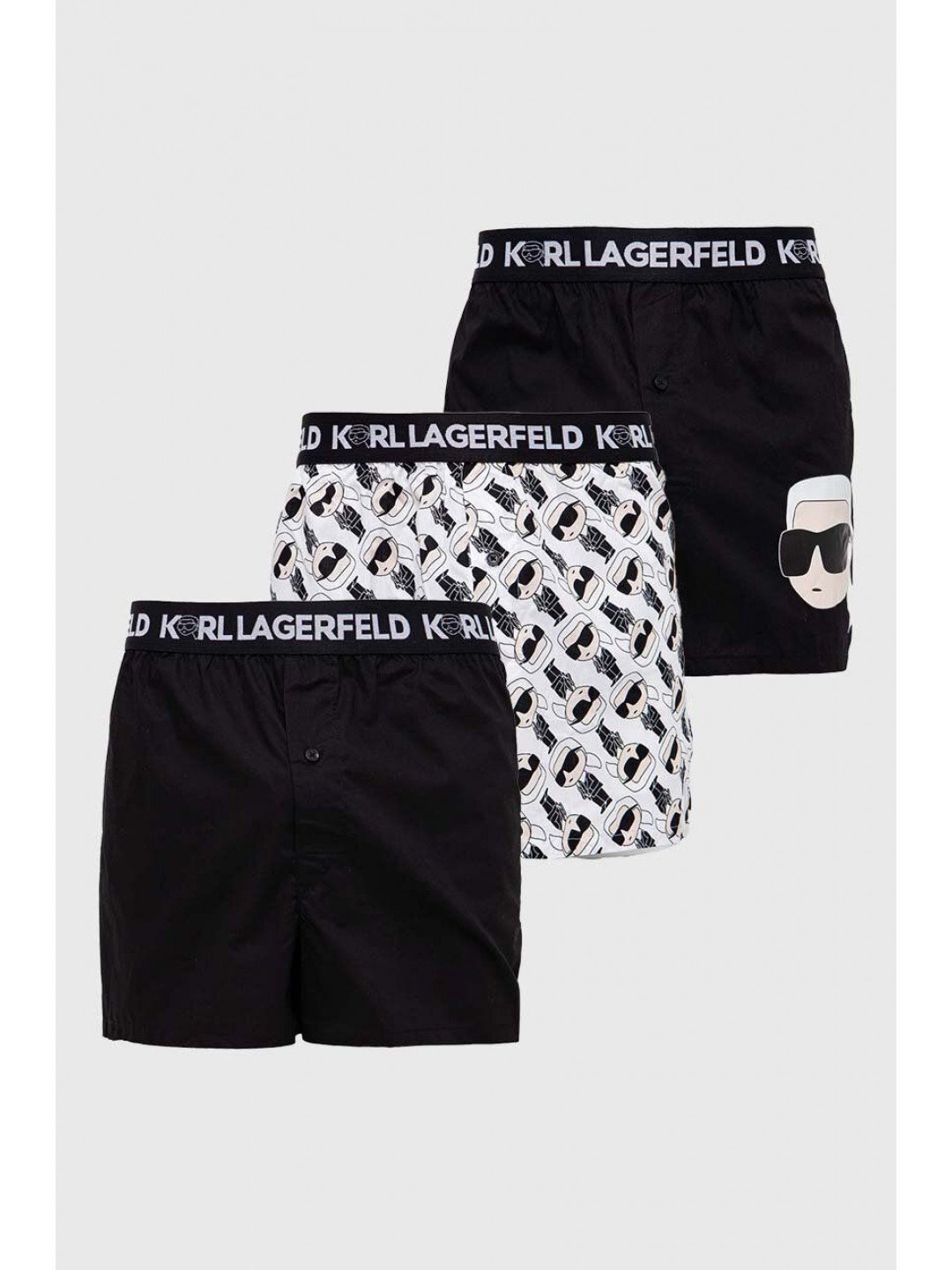 Bavlněné boxerky Karl Lagerfeld 3-pack černá barva