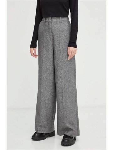 Vlněné kalhoty Marc O Polo šedá barva jednoduché high waist