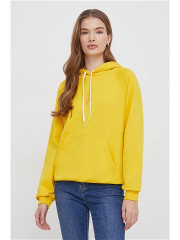 Bavlněná mikina Polo Ralph Lauren dámská žlutá barva s kapucí s aplikací 211916119