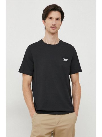 Bavlněné tričko Michael Kors černá barva s aplikací