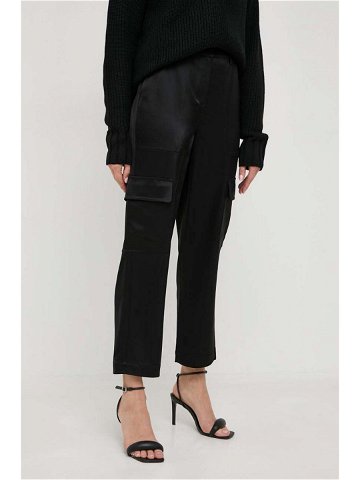 Kalhoty MICHAEL Michael Kors dámské černá barva jednoduché high waist