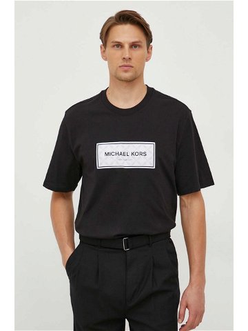 Bavlněné tričko Michael Kors černá barva s aplikací
