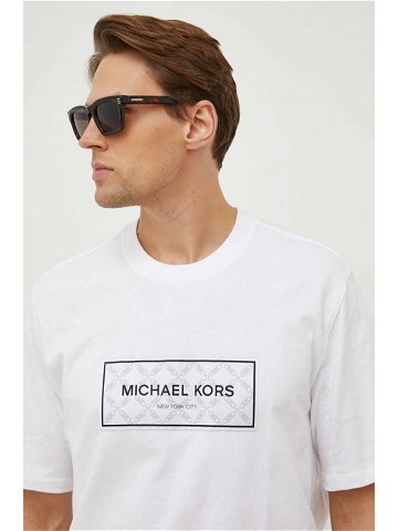Bavlněné tričko Michael Kors bílá barva s aplikací