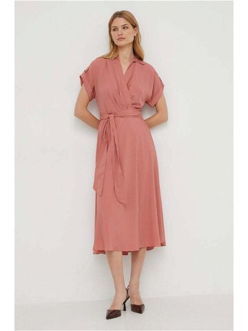 Šaty Lauren Ralph Lauren růžová barva midi 250909427