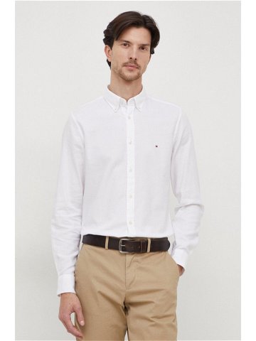 Košile Tommy Hilfiger bílá barva slim s límečkem button-down