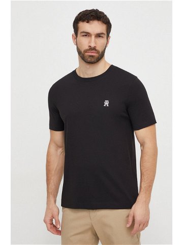 Bavlněné tričko Tommy Hilfiger černá barva s aplikací MW0MW33987