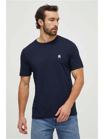 Bavlněné tričko Tommy Hilfiger tmavomodrá barva s aplikací MW0MW33987
