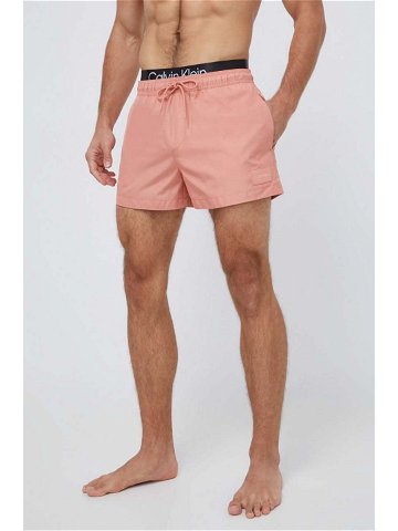 Plavkové šortky Calvin Klein růžová barva KM0KM00920