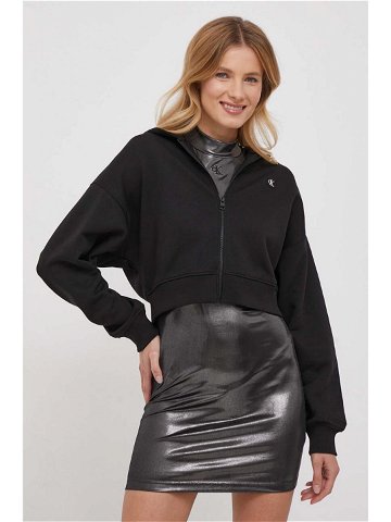Mikina Calvin Klein Jeans dámská černá barva s kapucí hladká J20J222885
