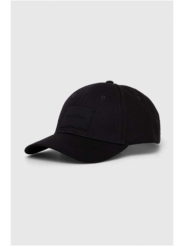 Bavlněná baseballová čepice Calvin Klein černá barva s aplikací K50K511296