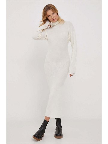 Vlněné šaty Calvin Klein béžová barva maxi K20K206351