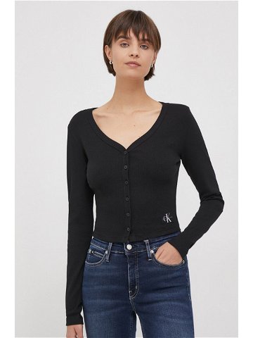 Tričko s dlouhým rukávem Calvin Klein Jeans černá barva J20J222570