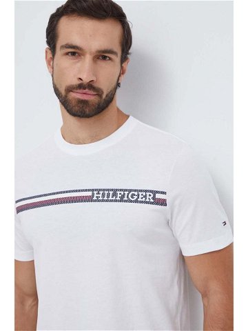 Bavlněné tričko Tommy Hilfiger bílá barva s potiskem MW0MW33688