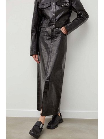 Kožená sukně Gestuz černá barva maxi pouzdrová 10908596