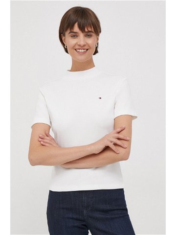 Bavlněné tričko Tommy Hilfiger bílá barva s pologolfem WW0WW40586