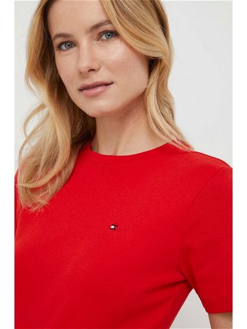 Bavlněné tričko Tommy Hilfiger červená barva WW0WW40587