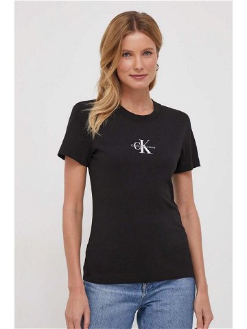 Bavlněné tričko Calvin Klein Jeans černá barva J20J222564