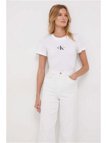 Bavlněné tričko Calvin Klein Jeans bílá barva J20J222564