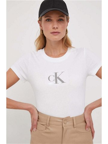 Bavlněné tričko Calvin Klein Jeans bílá barva J20J222961