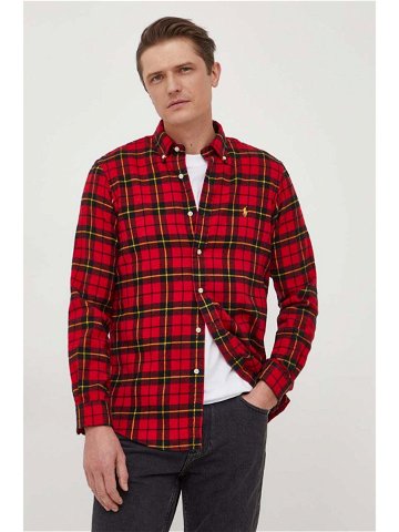 Košile Polo Ralph Lauren červená barva regular s límečkem button-down 710926921
