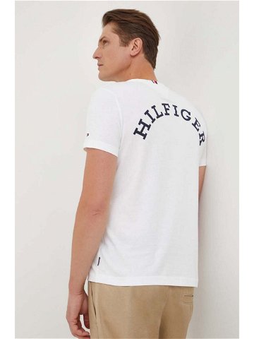 Bavlněné tričko Tommy Hilfiger bílá barva s potiskem MW0MW33686