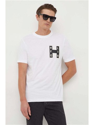 Bavlněné tričko Tommy Hilfiger bílá barva s potiskem MW0MW33893
