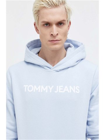 Bavlněná mikina Tommy Jeans pánská s kapucí s potiskem DM0DM18413