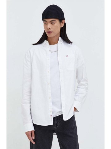 Košile Tommy Jeans bílá barva regular s límečkem button-down