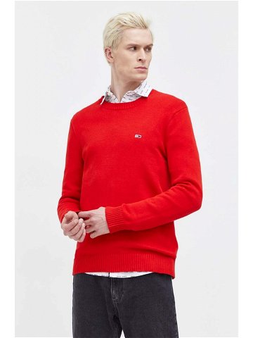 Bavlněný svetr Tommy Jeans červená barva DM0DM18370