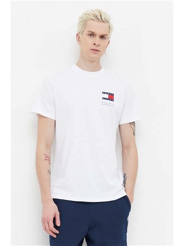Bavlněné tričko Tommy Jeans bílá barva s potiskem DM0DM18263