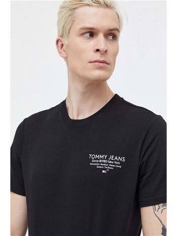 Bavlněné tričko Tommy Jeans černá barva s potiskem