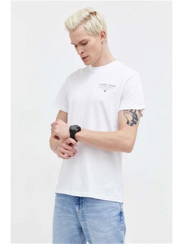 Bavlněné tričko Tommy Jeans bílá barva s potiskem DM0DM18265