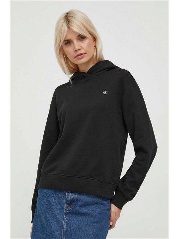 Mikina Calvin Klein Jeans dámská černá barva s kapucí s aplikací J20J223227