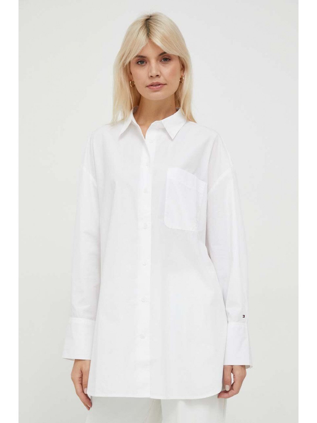 Košile Tommy Hilfiger bílá barva relaxed s klasickým límcem WW0WW40540