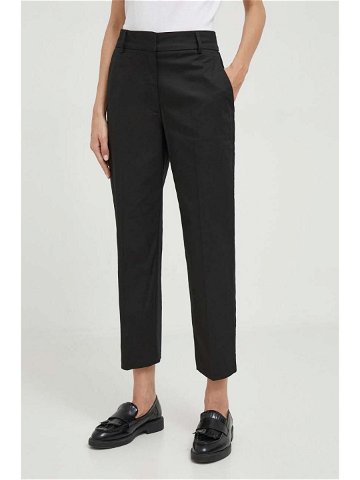 Kalhoty Tommy Hilfiger dámské černá barva jednoduché high waist WW0WW40504