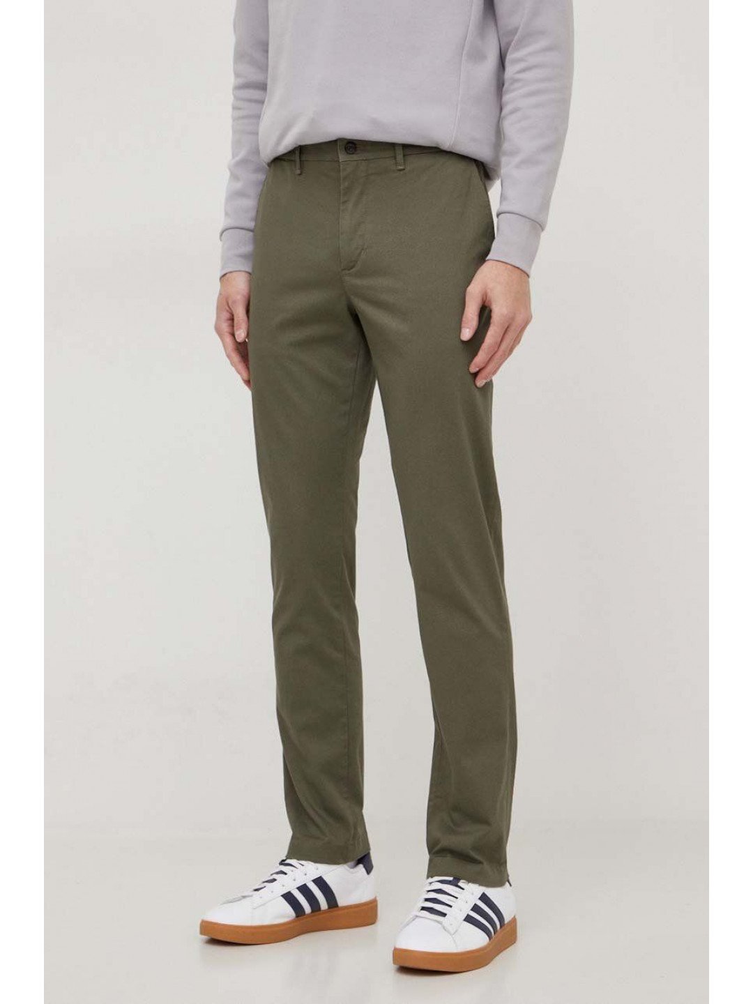 Kalhoty Tommy Hilfiger pánské zelená barva jednoduché MW0MW33938