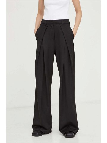 Kalhoty 2NDDAY dámské černá barva široké high waist