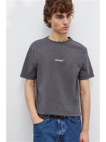 Bavlněné tričko Les Deux šedá barva s potiskem
