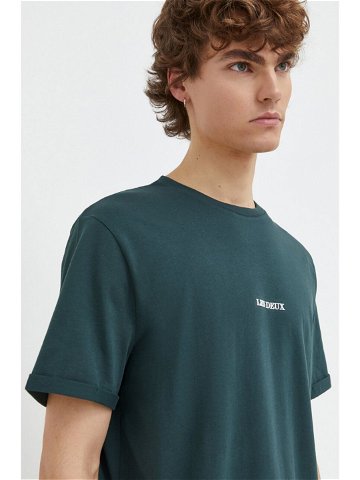Bavlněné tričko Les Deux zelená barva s potiskem