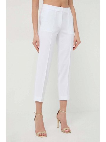 Kalhoty MICHAEL Michael Kors dámské bílá barva jednoduché high waist
