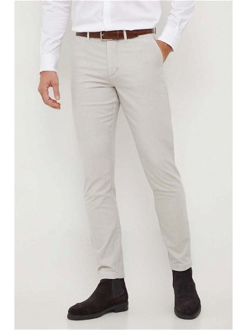 Kalhoty Tommy Hilfiger pánské šedá barva ve střihu chinos MW0MW33913