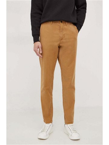 Kalhoty Tommy Hilfiger pánské hnědá barva ve střihu chinos MW0MW33913
