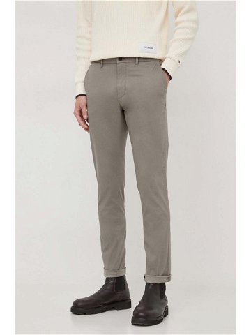 Kalhoty Tommy Hilfiger pánské šedá barva ve střihu chinos MW0MW33937