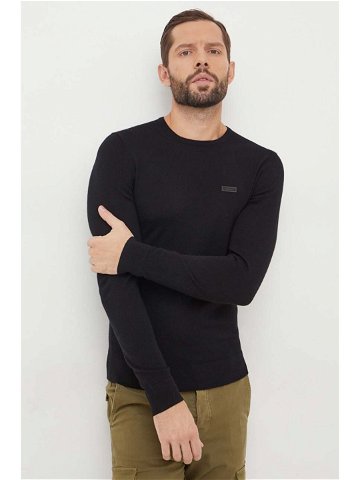 Vlněný svetr Calvin Klein pánský černá barva lehký K10K112413