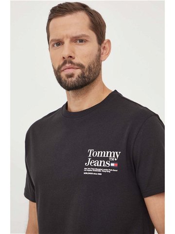 Bavlněné tričko Tommy Jeans černá barva s potiskem DM0DM18870